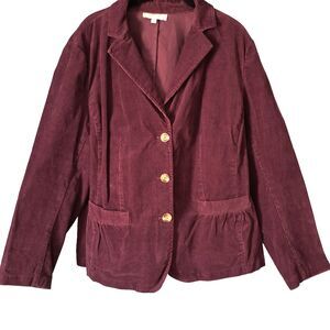 Talbots Blazer 18W Purple Corduroy Jacket Pockets Stretch Office Academia Cozy